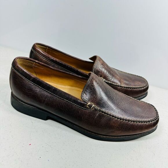 JOHNSTON & MURPHY Sz. 11M LEATHER SLIP ON LOAFERS. Brown M20-7792. main image 4